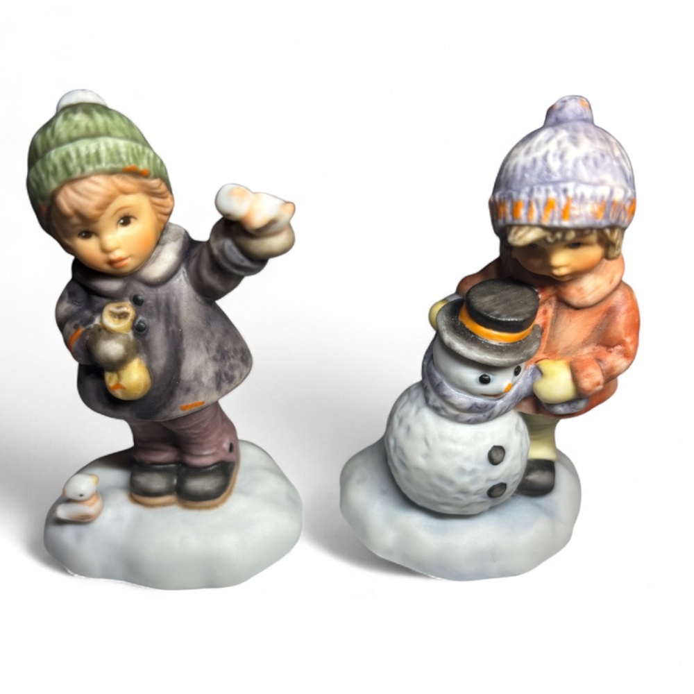 Berta Hummels Peaceful Perch & A Gift For Snowman Goebel Winter Figurines